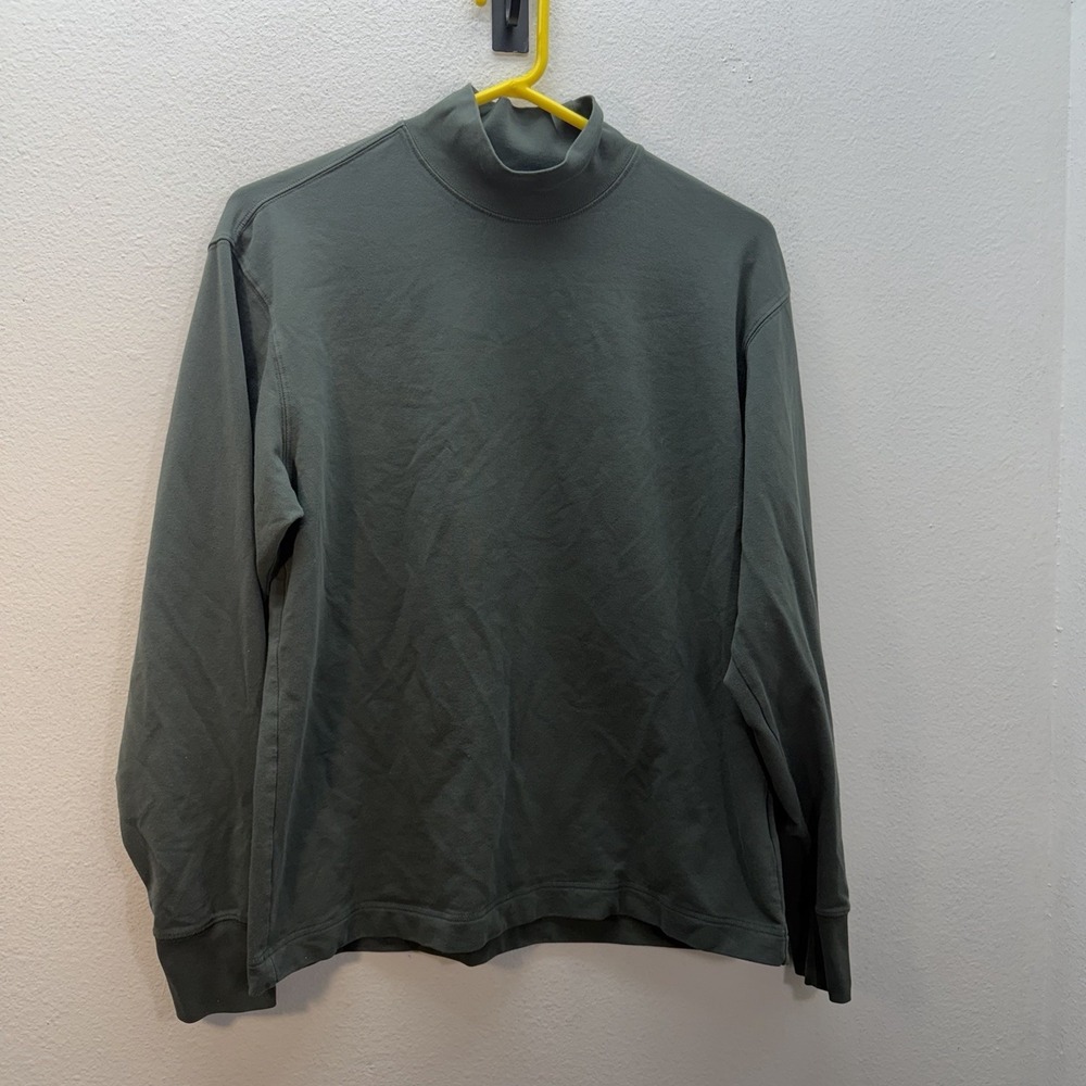 UNIQLO Mens HEATTECH Ultra Warm Mock Neck Long-Sleeve T-Shirt Large Dark Green L